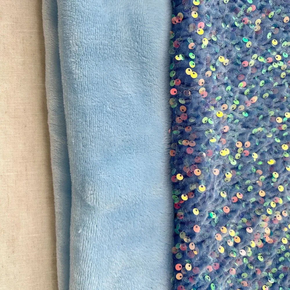 Mermaid Tail Blanket Plushy Light Blue Sequins Size Large 22